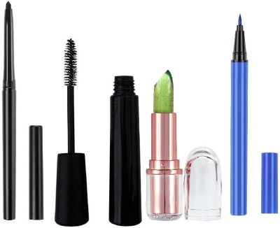 BLUEMERMAID PROFESSIONAL GEL LIPSTICK SKETCH EYELINER MASCARA & CRAYON KAJAL COMBO KIT(4 Items in the set)