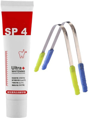 Bingeable Ultra Whitening Toothpaste Natural & Effective Teeth Whitening Solution 30Gram + Clean Comfort Pack of 2 Tongue Cleaner(3 Items in the set)