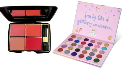 INDIANA HUDA SP 4IN1 Amazing Blusher & PARTY LIKE A GLITTERY UNICORN Professional Glitter Eyeshadow Palette(2 Items in the set)