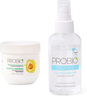 Godrej Professional Combo Pack of Probio Avocado Nourish Mask 200gm with Probio Keratin Revive serum(2 Items in the set)