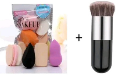 ghorela 1 Foundation Brush with 7-in-1 Sponge Puff Blenders – Pack of 2(1 Items in the set)