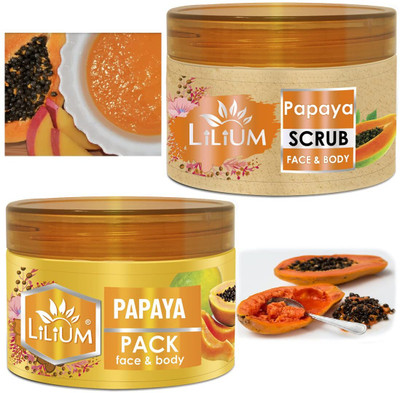 LILIUM Papaya & Face Pack | Enriched With Papaya & Aloe Vera Extract(2 Items in the set)