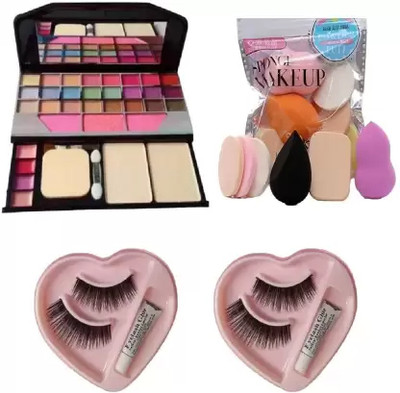 HITAN 6155 MAKEUP KIT, 6 IN 1 PUFF AND 2 PAIR OF EYELASH(4 Items in the set)