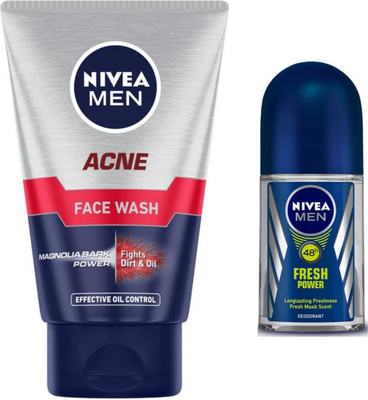 NIVEA Acne 100ml Fw and Fresh Power 50ml Roll On set of 2(2 Items in the set)