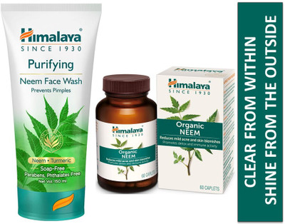 HIMALAYA Purifying Neem Face Wash 150ml + Neem Caplets 60Nos(2 Items in the set)