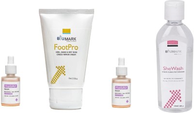 BIUMARK Youthful Radiance with RetiAlt Serum for Smooth Skin(2X20ML) & FootPro Heel & Hand Repair Cream(75ML) & Shewash Solution(100ML)(4 Items in the set)