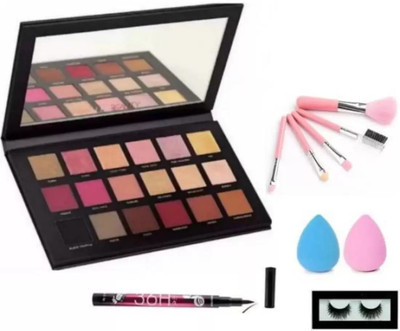 SUBHMUN 5 piece makeup brush set + 2 puff with eyelinear + eyelashes + Rosegold eyeshadow(5 Items in the set) SUBHMUN 5 piece makeup brush set + 2 puff with eyelinear + eyelashes + Rosegold eyeshadow(5 Items in the set)