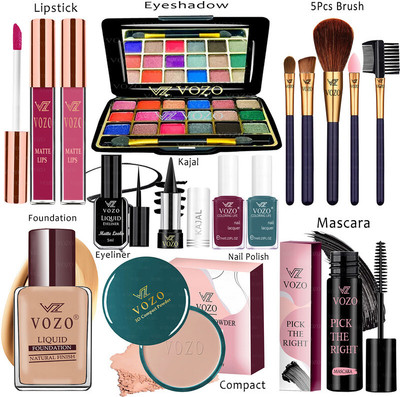 VOZO Makeup Combo Kit One-stop Beauty Package for Beginners and Professionals 297(15 Items in the set)