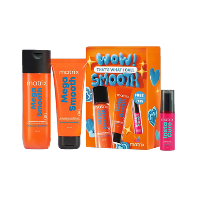 MATRIX Mega Smooth Combo for Frizzy Hair,Shampoo+Conditioner+mini Porosity Spray(3 Items in the set)