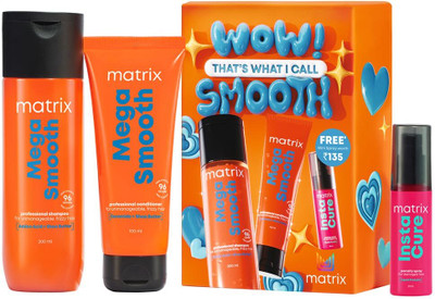MATRIX Mega Smooth Combo for Frizzy Hair,Shampoo+Conditioner+mini Porosity Spray(3 Items in the set)