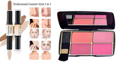 MISTY ALLE 4 in 1 multicolor blush with 2 in 1 contour stick highlighter(2 Items in the set)