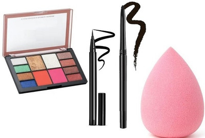 SEUNG NEW FACE MAKEUP BLENDER WITH SKETCH EYELINER,CRAYON KAJAL& MAKEUP KIT PALETTE(4 Items in the set)