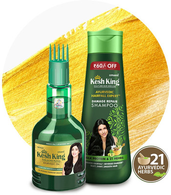 Kesh King Ayurvedic Oil 300ml + Damage Repair Shampoo 340ml  (2 Items In The Set) For Rs. 324 @ 50 %