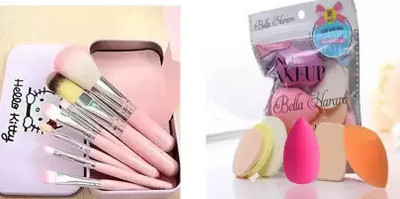 Mcmillan Makeup Hello Kitty Brush Set of 7 With Sponge Puff Blender(6 Items in the set)