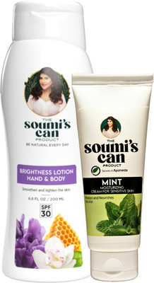 The Soumi's Can Product Brightness Lotion Hand & Body with SPF 30 (200ml) & Mint Moisturizing Cream (50ml)(2 Items in the set)