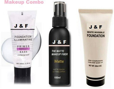 Alkaf Matte Makeup Fixer With Illuminating Waterproof Primer & Makeup Matte Liquid Foundation Pack of 3(3 Items in the set)