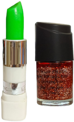 Luipui PINK LIPGLOSS AND ORANGE GLITTER NAIL POLISH(1 Items in the set)