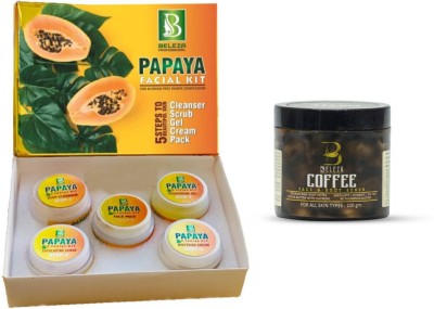 Beleza professional Combo Pack of PAPAYA FACIAL KIT (250 g) and COFFE Scrub (100 gm)(2 Items in the set)