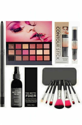 mkldsrh rose gold eyeshadow with make up brushes with contour stick fixer with waterproof kajal for face make up kit(5 Items in the set)