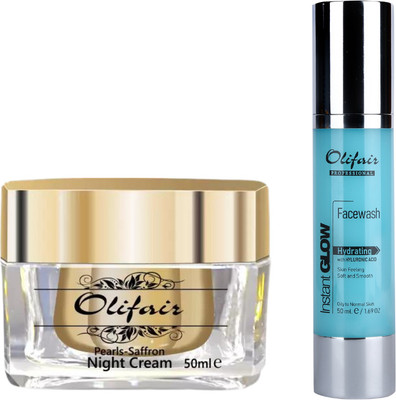 Olifair Night Skincare Routine Combo (Night Cream and Hydrating Facewash) 100ml(2 Items in the set)