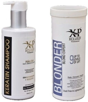 XCLUSIF PROFESSIONAL Keratin + Smoothening Shampoo 300 ML + Blonder 400 gm for Chemically Treated Hair | For Men & Women(2 Items in the set)