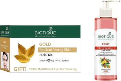 BIOTIQUE Gold Facial Kit & Fruit Face Wash 200 ml  (2 Items in the set)