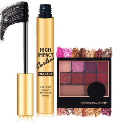 ADJD Matte Shimmer EyeShadow Palette With Curling mascara(2 Items in the set)