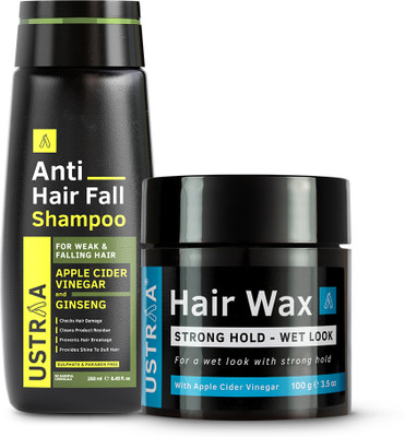 USTRAA Anti Hair Fall Shampoo - 250ml & Hair Wax Strong Hold - Wet Look - 100g(2 Items in the set)
