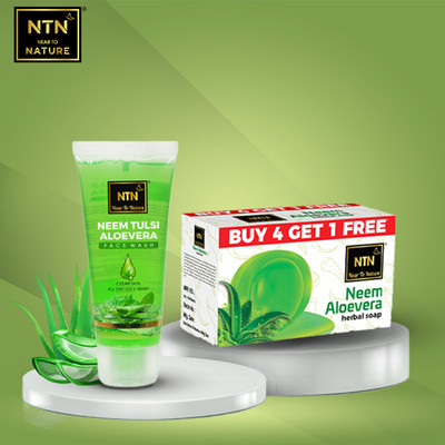 NTN Neem Tulsi Aloevera Face Wash For Remove Pimple | Acne And Herbal Neem Aloevera Soap(2 Items in the set)