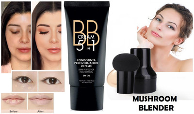 tanvi27 Oil Control Full Cover Pores Long Lasting Foundation with Mushroom Beauty Blender(2 Items in the set)