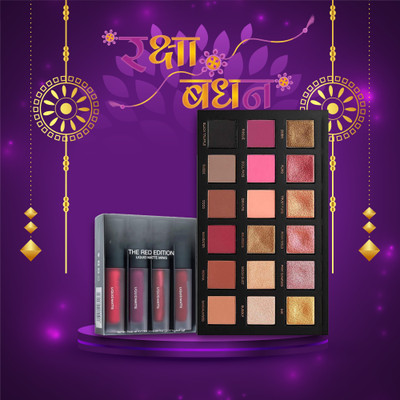 toroka New Light Weight Pack of 2 Makeup Combo Kit For Women With 4in1 Lipstick And 18 Color Eyeshadow(2 Items in the set)