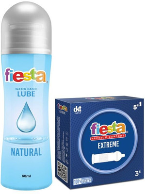Fiesta Extreme Textured Dotted Condoms (3pcs) With Natural Water-Based Lubricant Combo(2 Items in the set)