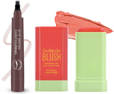 Maryville easy to use brown eyebrow pen with orange blusher pack of 1(2 Items in the set)