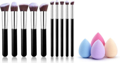 ME FIRST 10 Piece Makeup Brush Set With 4 Piece Makeup Blender Puff(14 Items in the set)