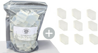 Bodhichitta Ultra Clear Glycerin Soap Base Flakes 250gm & Glycerin Soap Base Bars 100gm x 9 Pcs Combo Pack(2 Items in the set)