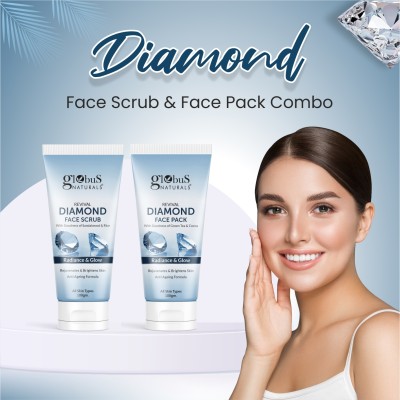 Globus Naturals Shine Boosting Diamond Face Care Combo - Face Scrub & Face Pack(2 Items in the set)