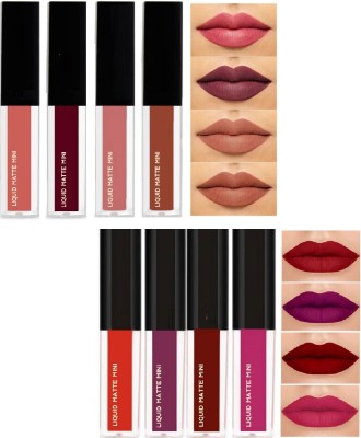 FOZZBY Waterproof Long Lasting Liquid Matte Mini Lipstick Set Combo Pack of 8(2 Items in the set)