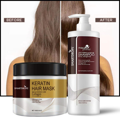 smartdrops Keratin Hair Care Combo Hair Mask & Shampoo Kit Smooth & Nourish Hair For Men and Women(2 Items in the set)