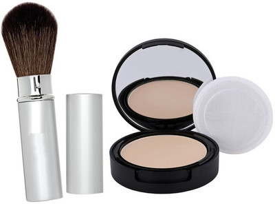 ADJD PRESSED COMPACT POWDER WITH CAP MAKEUP BRUSH(2 Items in the set)