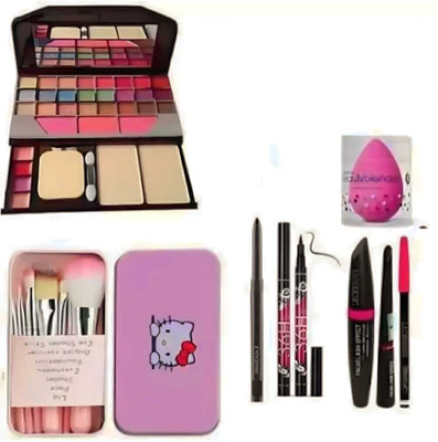 mkldsrh 6155 make up kit with brush 3 in 1 eyeliner kajal mascara with beauty blonder(6 Items in the set)