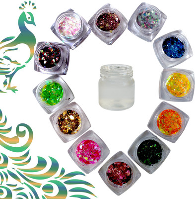 vizo Cosmetic Eyeshadow Chunky Glitter in Multicolour (12 color) + Glitter Glue(13 Items in the set)