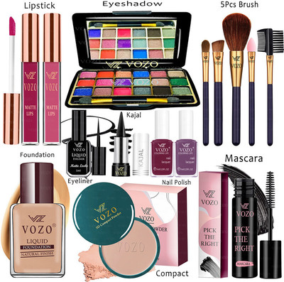 VOZO Makeup Combo Kit One-stop Beauty Package for Beginners and Professionals 301(15 Items in the set)