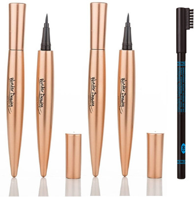 Facejewel Professional Eyeliner Drawing Max Black Smooth Liquid Eyeliner & Eyebrow Pencil(3 Items in the set)
