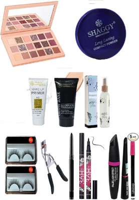 SHAGGY Eyeshadow With Makeup Fixer Primer Foundation With other Premium Quality Beauty Products for Girls Makeup & Professional use(11 Items in the set)