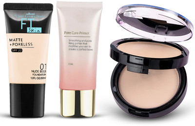 adbeni Foundation, Compact Powder & Primer Combo | Smooth Finish Set & Long-Lasting(3 Items in the set)