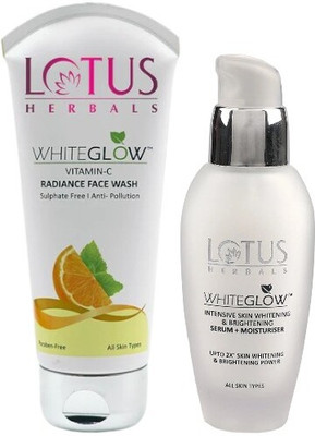 LOTUS HERBALS WhiteGlow Vitamin-C Radiance Facewash 100G with WhiteGlow Skin Brightening Serum+ Moisturiser 30ml(2 Items in the set) LOTUS HERBALS WhiteGlow Vitamin-C Radiance Facewash 100G with WhiteGlow Skin Brightening Serum+ Moisturiser 30ml(2 Items in the set)