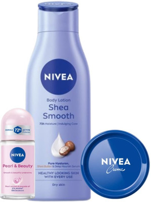 NIVEA Smooth milk 75ml Creme 25ml Pearl Beauty 25ml Roll on(3 Items in the set)
