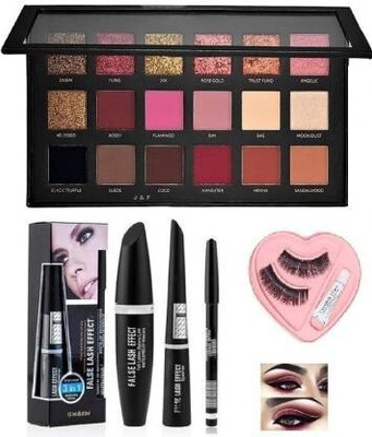 Plimsoll Rose Gold Eyeshadow , 3 in 1 Eyeliner Mascara & Pencil With Eyelashes(5 Items in the set)