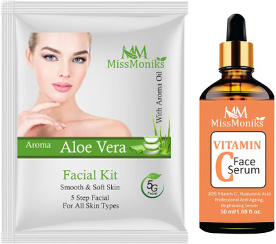 MISSMONIKS Aloe Vera Facial Kit + Vitamin-C Face Serum Combo Pack of 2(2 Items in the set)