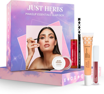 Just Herbs Make Up Kit Included Lip Balm, Foundation, Liquid Lipstick , Cheek Tint & Kajal For Rs. 195 @ 78 %
